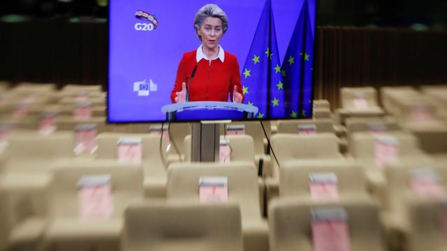 Ursula von der Leyen, durante la rueda de prensa virtual de este viernes