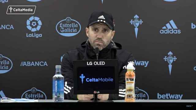 Eduardo Coudet en la rueda de prensa previa a su debut liguero en Sevilla