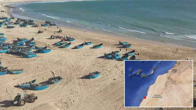 Playa al sur de Marruecos, desde donde las mafias embarcan a los inmigrantes en las pateras rumbo a Canarias