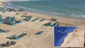 Playa al sur de Marruecos, desde donde las mafias embarcan a los inmigrantes en las pateras rumbo a Canarias