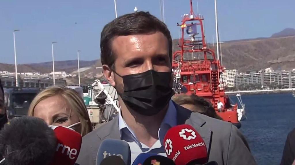 Pablo Casado este sábado en Arguineguín.