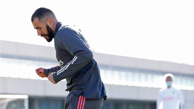 Karim Benzema, entrenando en solitario con el Real Madrid