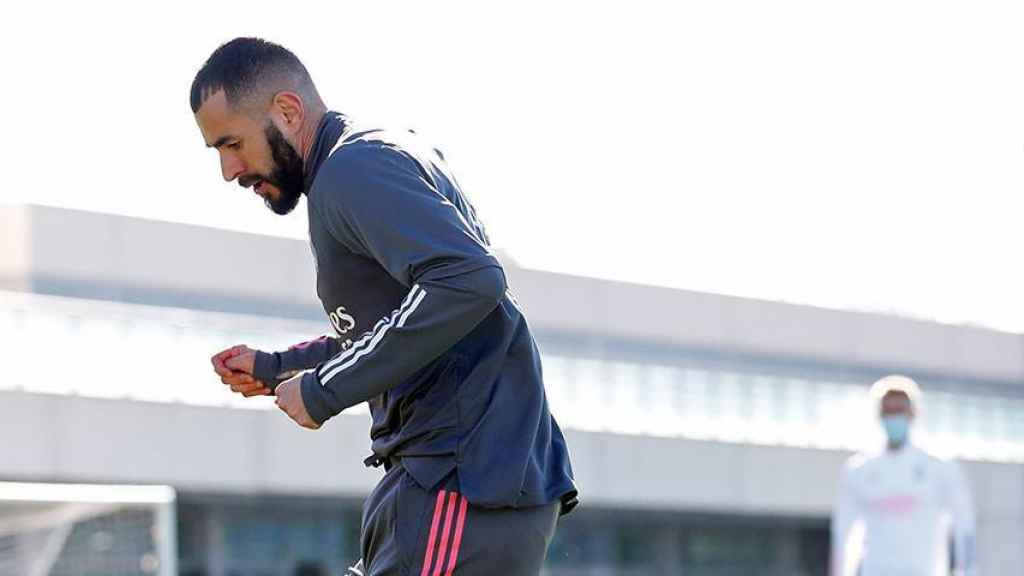 Karim Benzema, entrenando en solitario con el Real Madrid