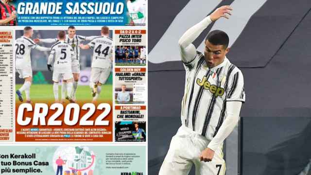 La portada de Tuttosport y Cristiano Ronaldo celebrando un gol en un fotomontaje