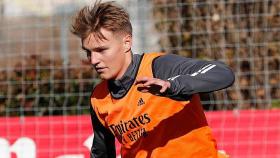 Odegaard, en el entrenamiento del Real Madrid