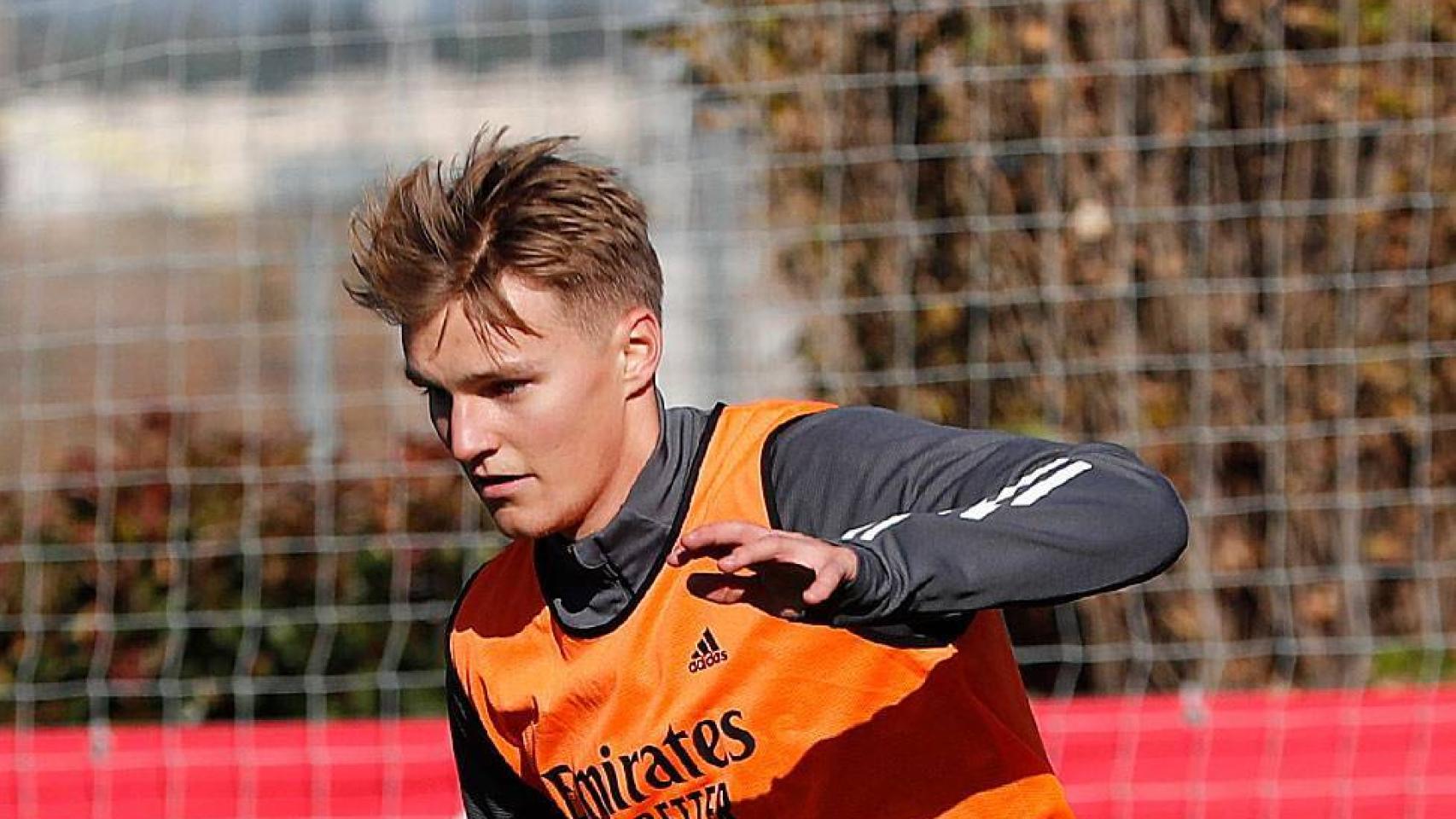 Rodrygo y Odegaard, en el entrenamiento del Real Madrid