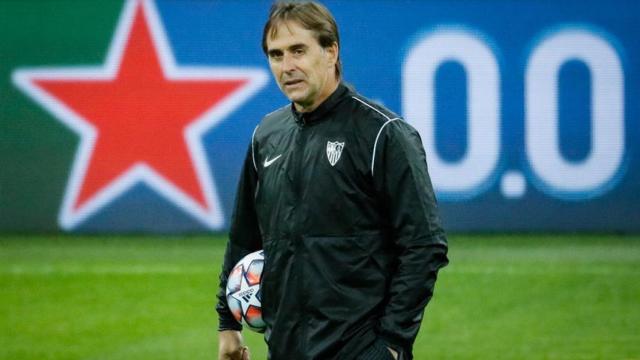 Julen Lopetegui, en un entrenamiento del Sevilla