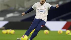 Harry Kane, en un calentamiento del Tottenham