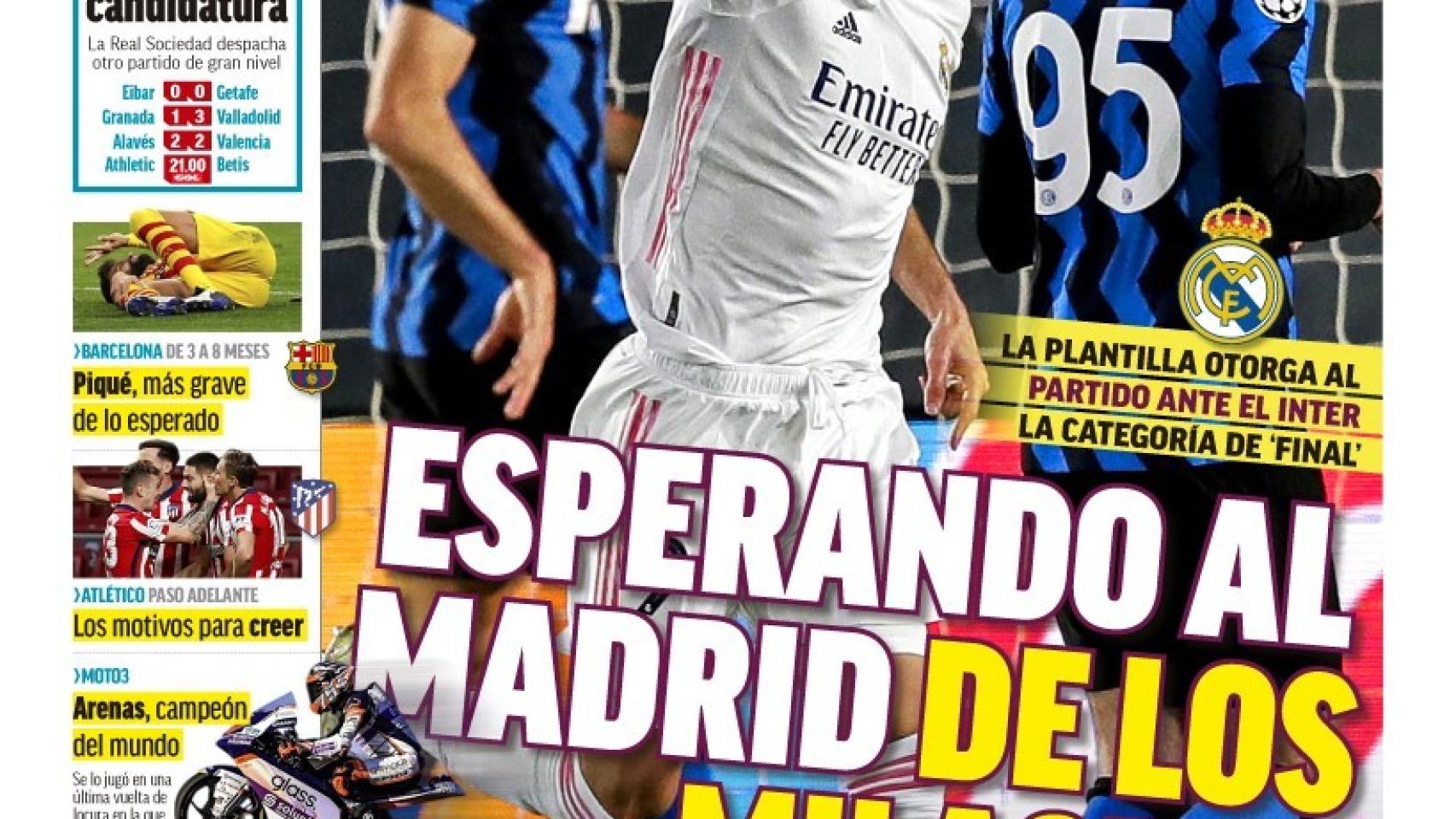 La portada del diario MARCA (23/11(2020)