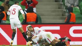 El Sevilla celebra su gol ante el Krasnodar