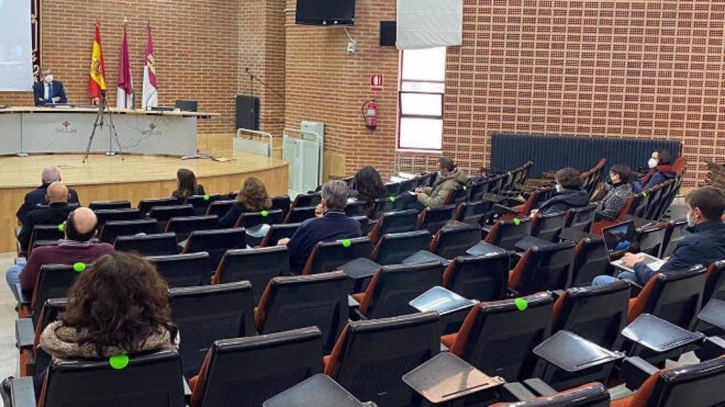 El rector de la UCLM y candidato a la reelección, Miguel Ángel Collado, en Albacete