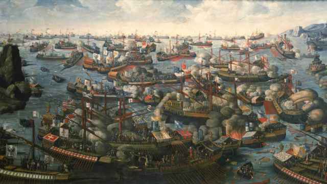 Galeras españolas en la Batalla de Lepanto (1571).