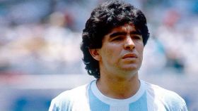Diego Armando Maradona, en un partido de la selección de Argentina