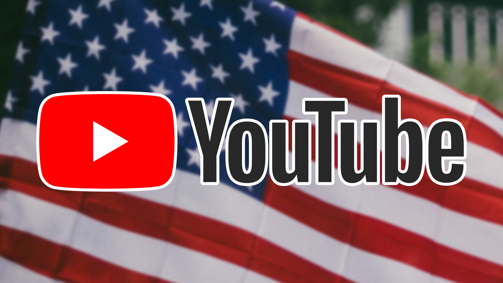 Logo de YouTube y bandera americana
