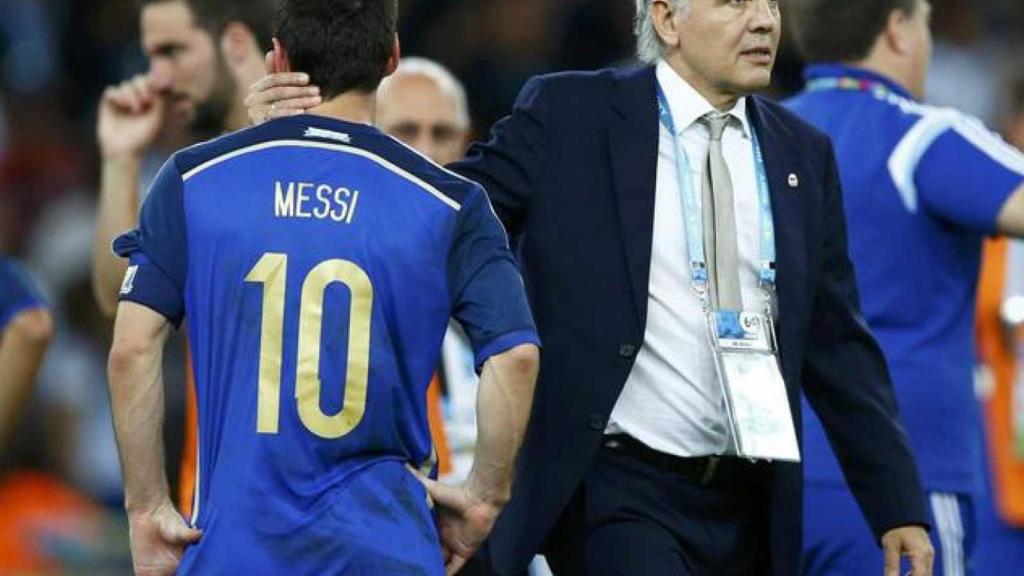 Leo Messi y Alejandro Sabella, en 2014