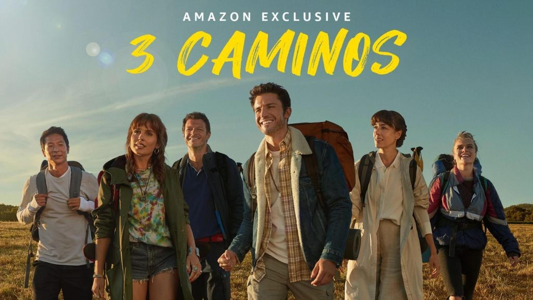Cartel promocional de 3Caminos, la serie internacional sobre el Camino de Santiago.