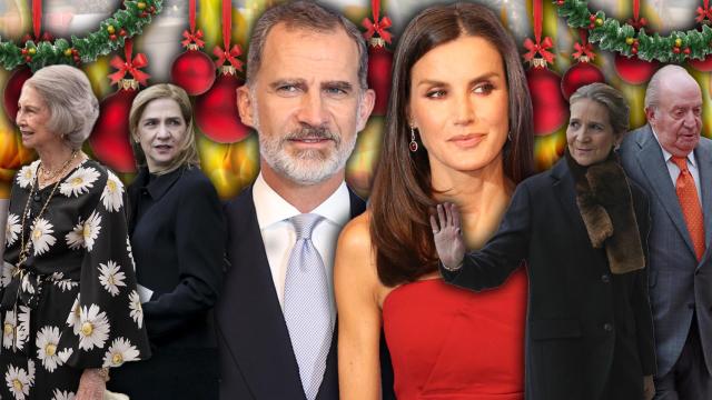 De izquierda a derecha: la Reina emérita Sofía, la infanta Cristina, el Rey Felipe VI, la Reina Letizia, el infanta Elena y el Rey emérito Juan Carlos.