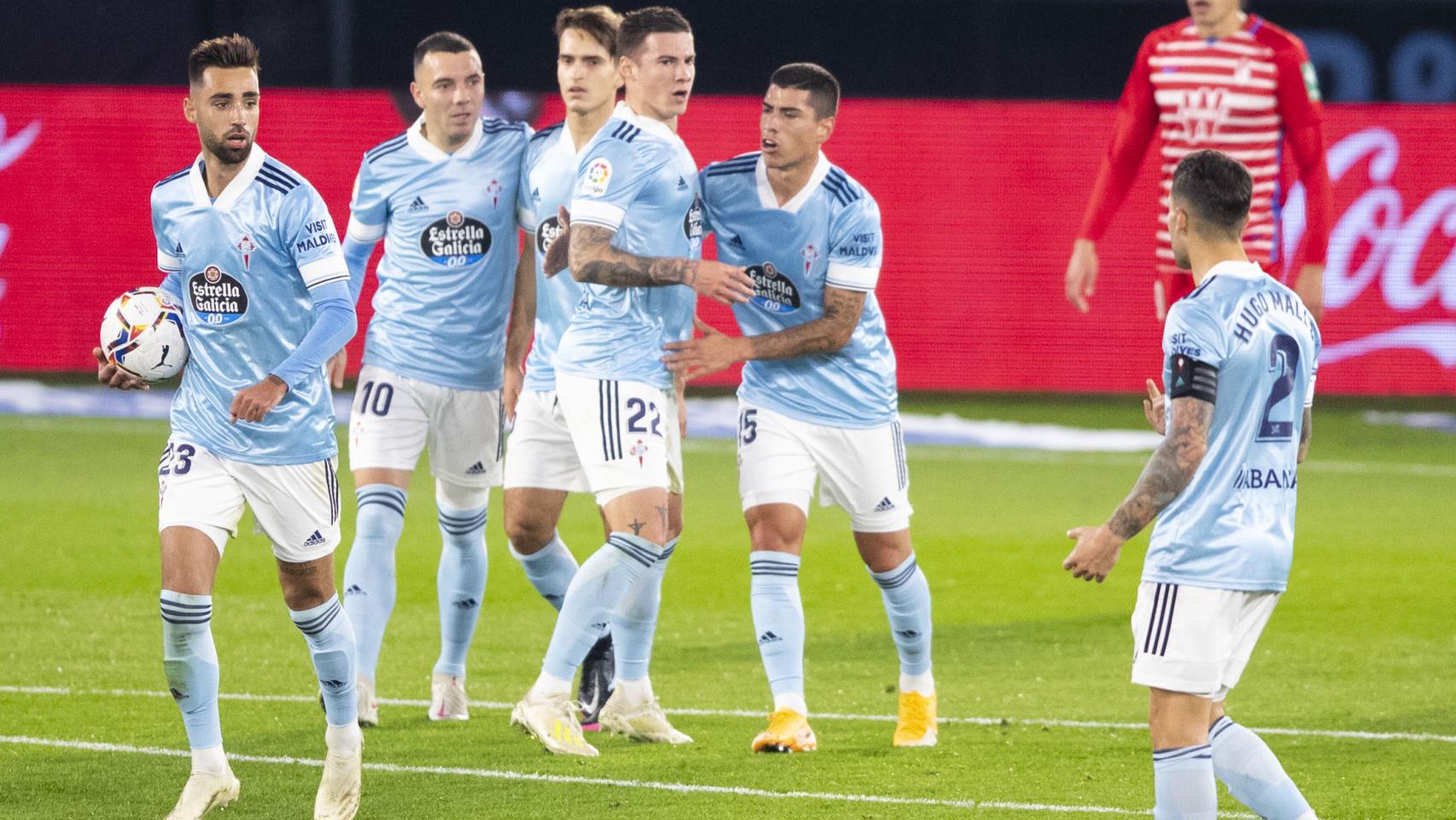 El Celta celebra un gol