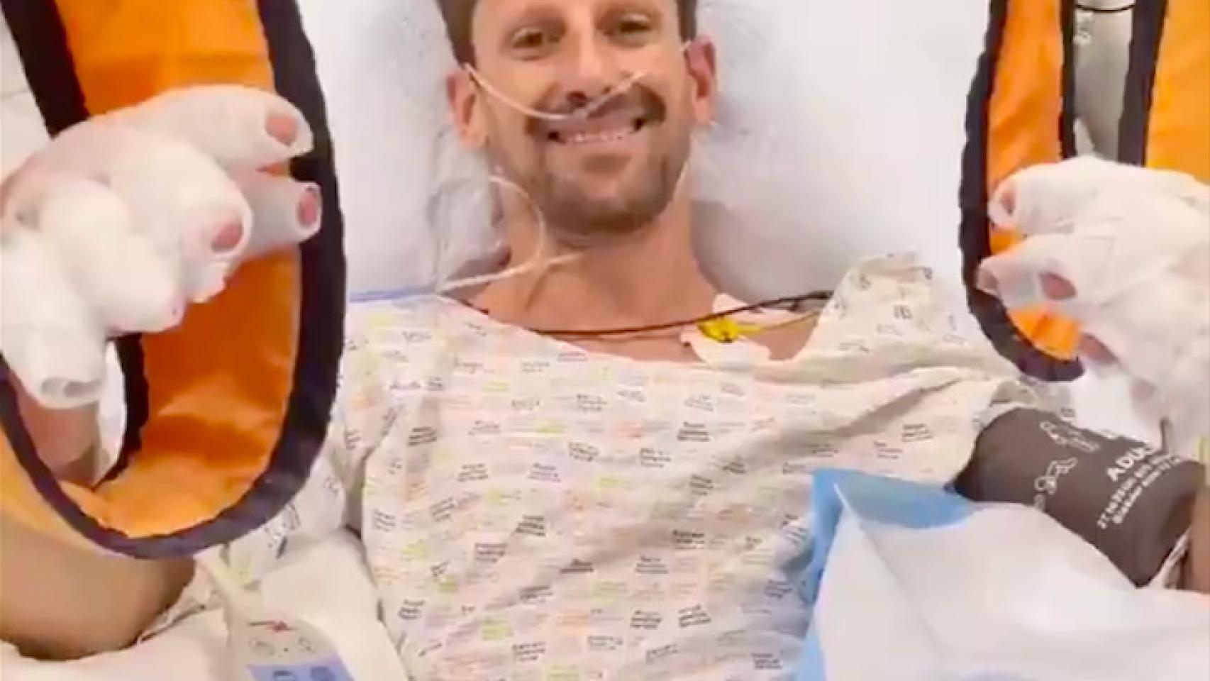 Grosjean en el hospital tras su accidente