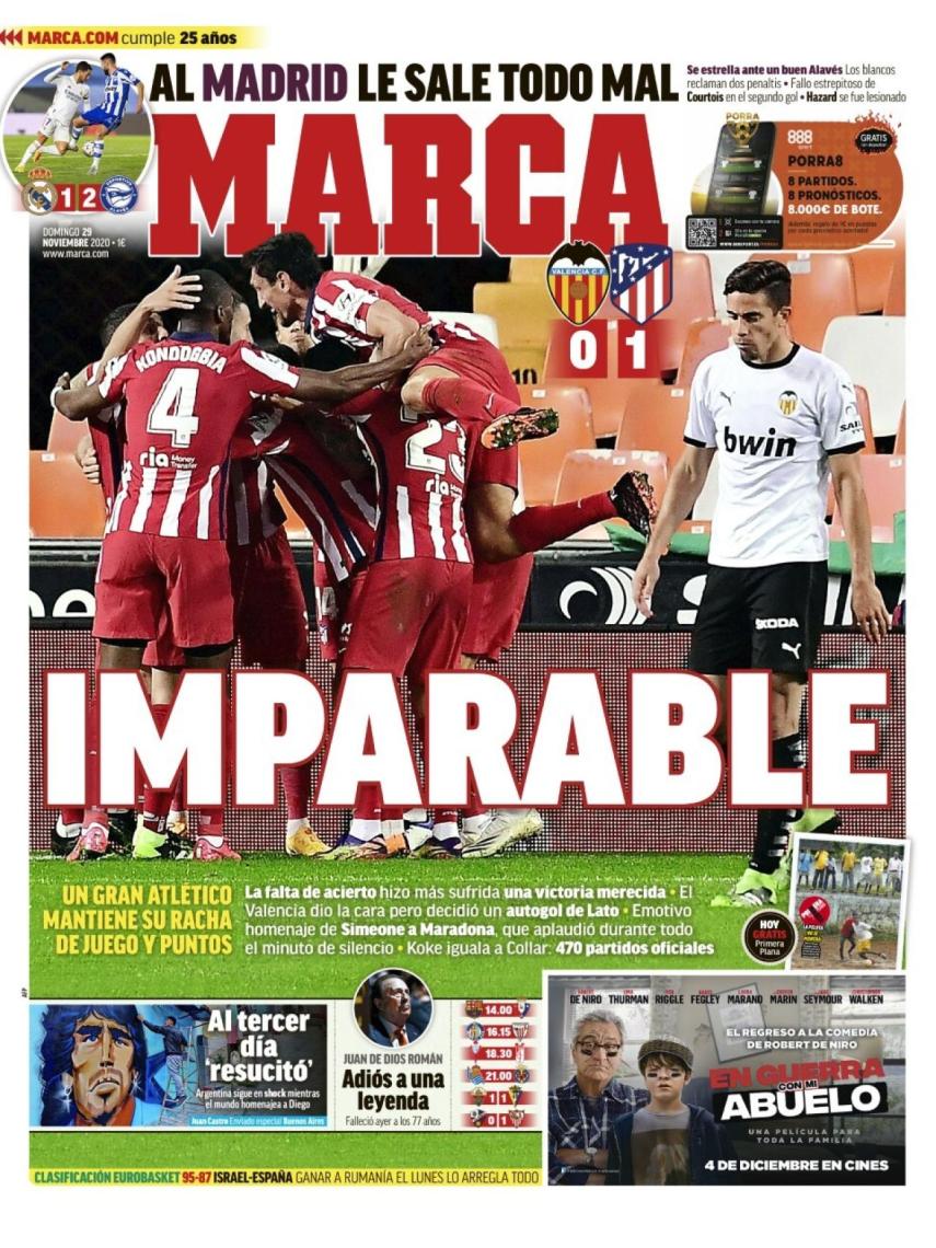 La portada del diario MARCA (29/11/2020)