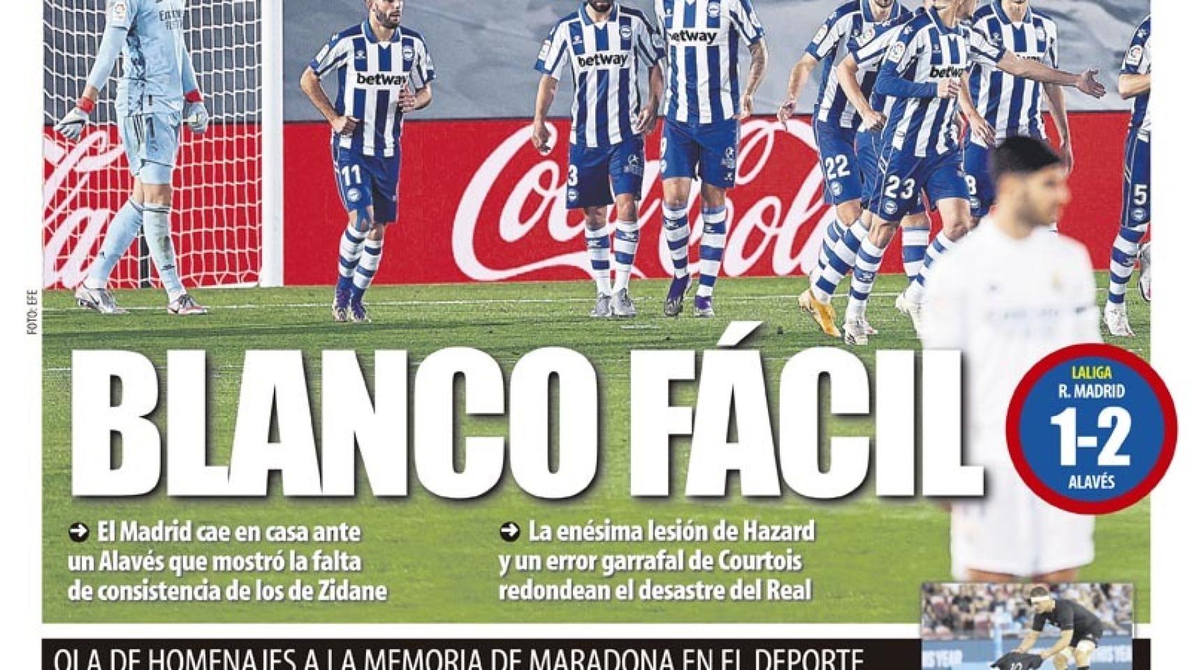 La portada del diario Mundo Deportivo (29/11/2020)