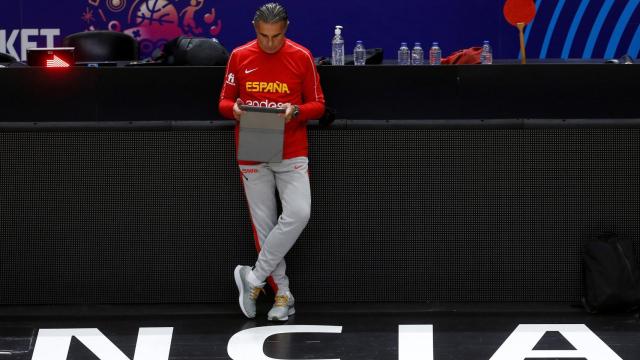 Sergio Scariolo, durante un entrenamiento con la selección española de baloncesto