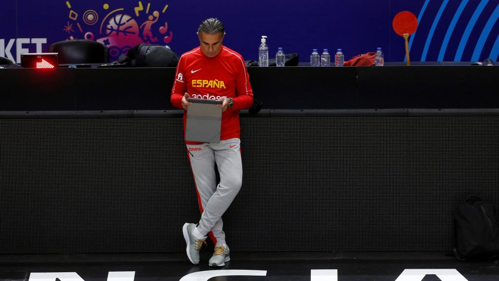 Sergio Scariolo, durante un entrenamiento con la selección española de baloncesto