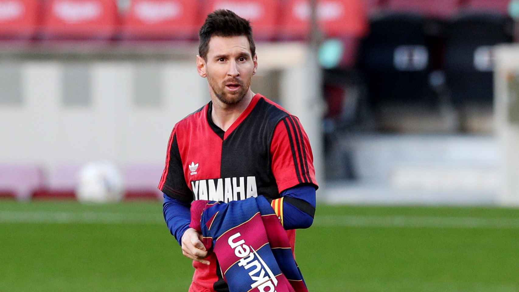 Leo Messi, con la camiseta de Newell's de Maradona