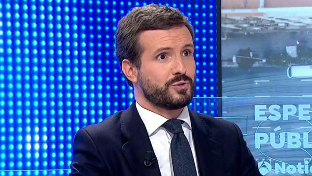 El presidente del PP, Pablo Casado, este lunes en Antena 3.