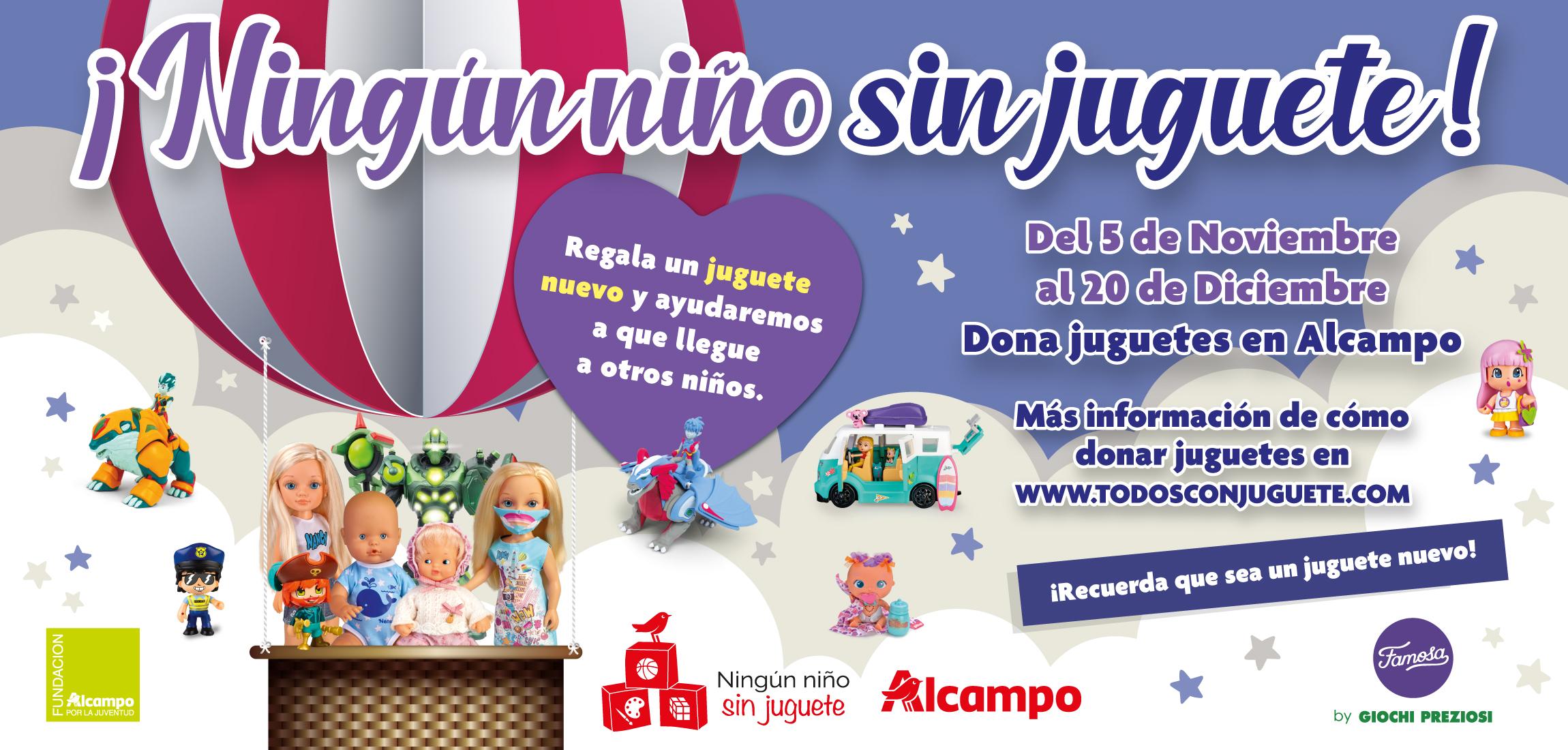 Cartel de la campaña de recogida de juguetes de Alcampo