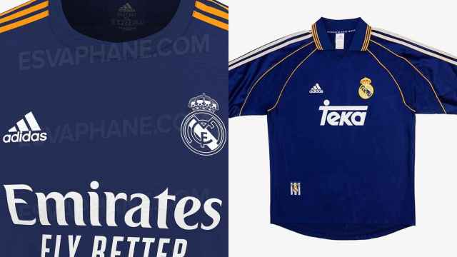 El diseño de la segunda camiseta del Real Madrid para la temporada 2021/2022 y la de la temporada 1998/1999