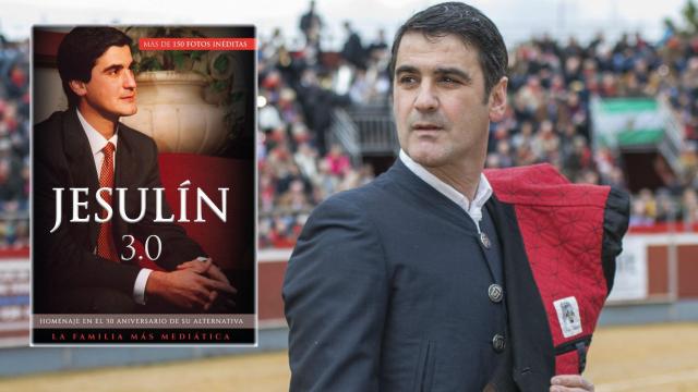 Jesulín de Ubrique en montaje de JALEOS junto a su primera biografía, 'Jesulín 3.0'.