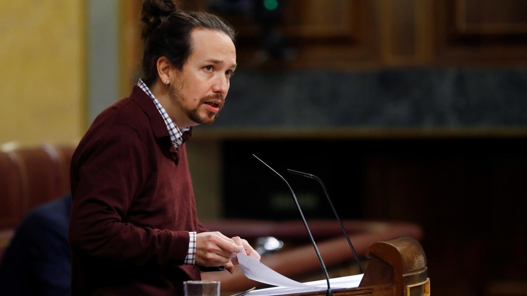 El vicepresidente segundo del Gobierno, Pablo Iglesias, este miércoles en el Congreso.