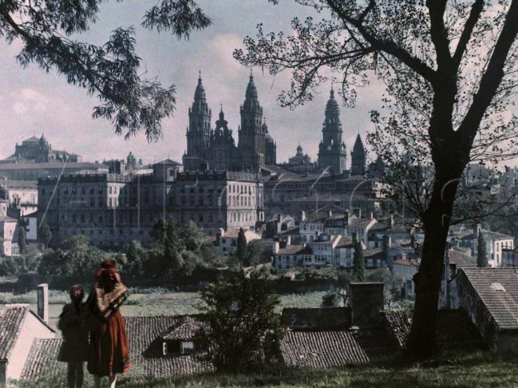 El Campo das Hortas en una imagen tomada por Jules Gervais-Courtellemont en 1929 (Compostela Verde).
