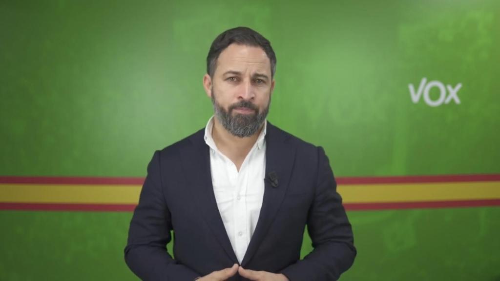 El presidente de Vox, Santiago Abascal, en el vídeo publicado por su partido este jueves.