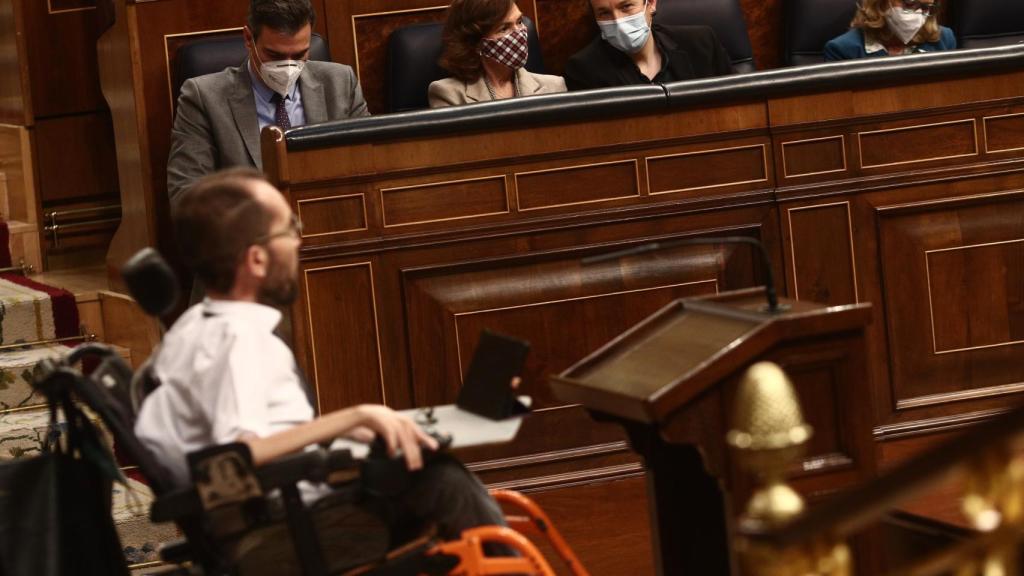 El portavoz parlamentario de Podemos, Pablo Echenique, en su intervención de este jueves en el Congreso.