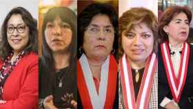 De izda a dcha: la presidenta del Gobierno, la del Congreso, la del Tribunal Constitucional, la fiscal general y la presidenta del Poder Judicial en Perú.
