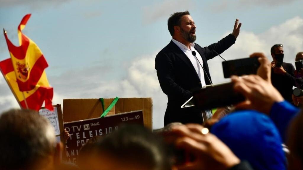 El presidente de Vox, Santiago Abascal, en un acto en Gran Canaria este viernes.