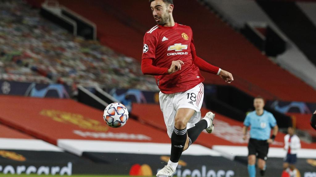 Bruno Fernandes, durante un partido con el Manchester United