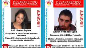 Carteles por las desapariciones de Judit Jiménez Dapena y Aarón Trabazo Ojea