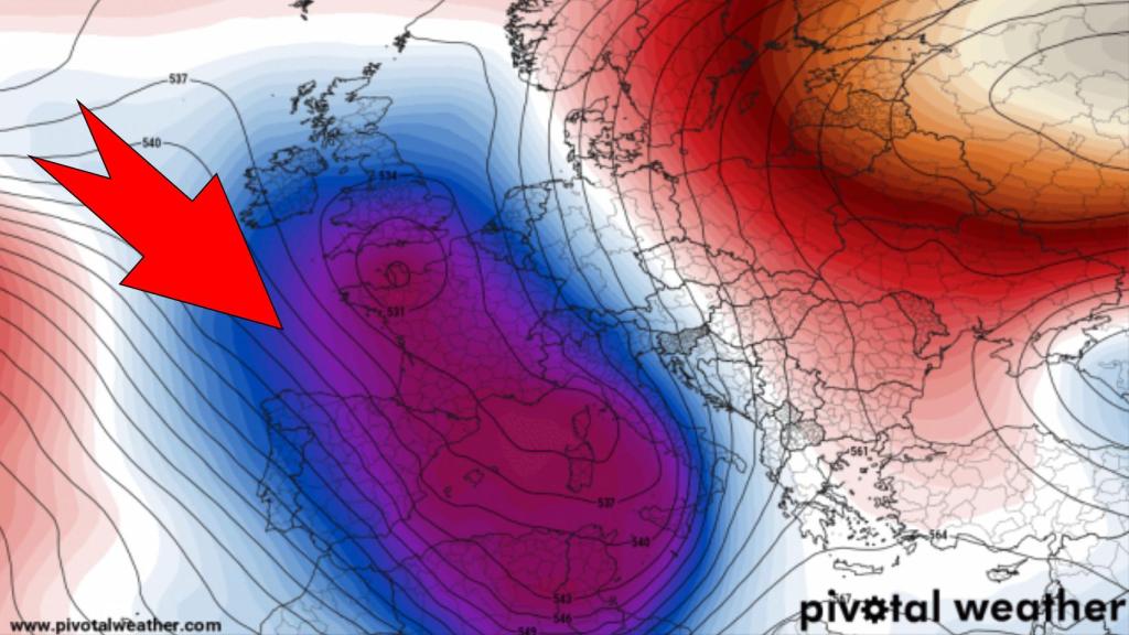 Situación de la borrasca Ernest al comienzo de la semana. Severe-weather-eu.