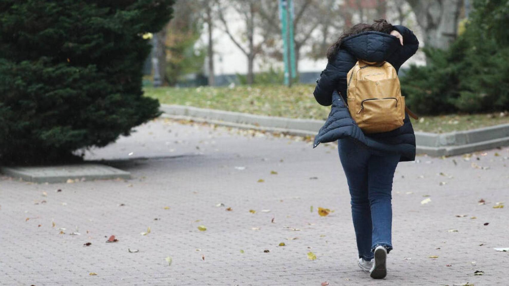 Una mujer caminando por la calle se protege del viento. Foto: Eduardo Parra - Europa Press - Archivo