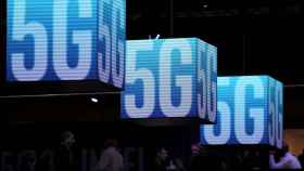 Logos de 5G durante el último Mobile World Congress de Barcelona.
