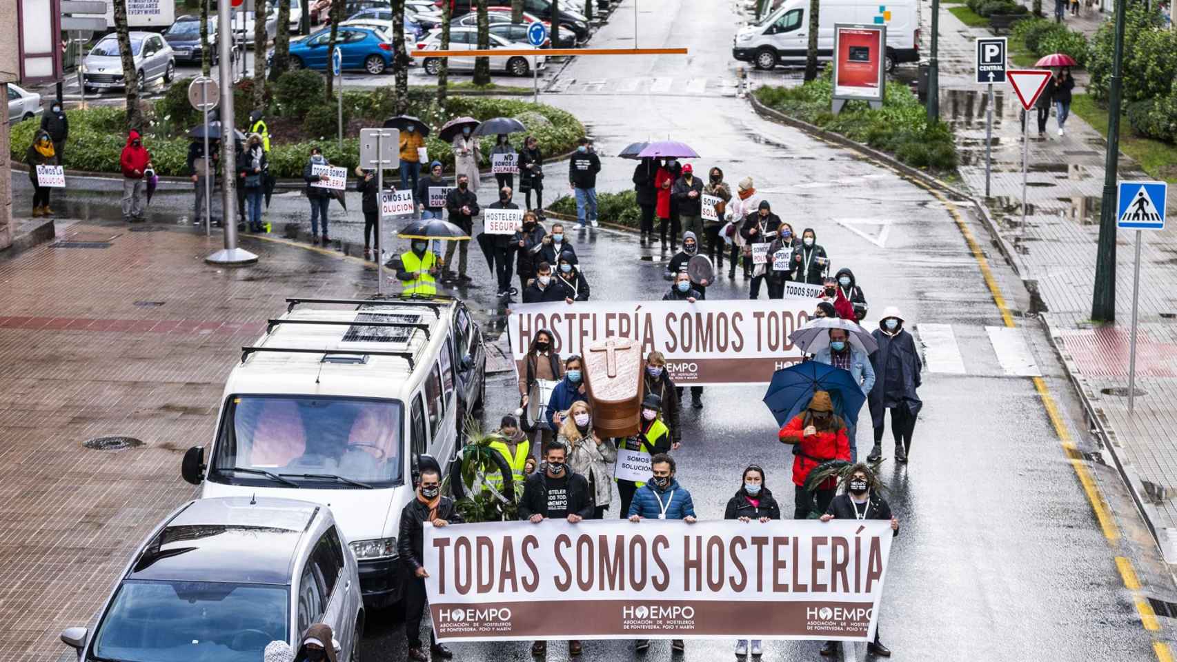 Manifestación en Pontevedra antes de la caminata a Madrid.