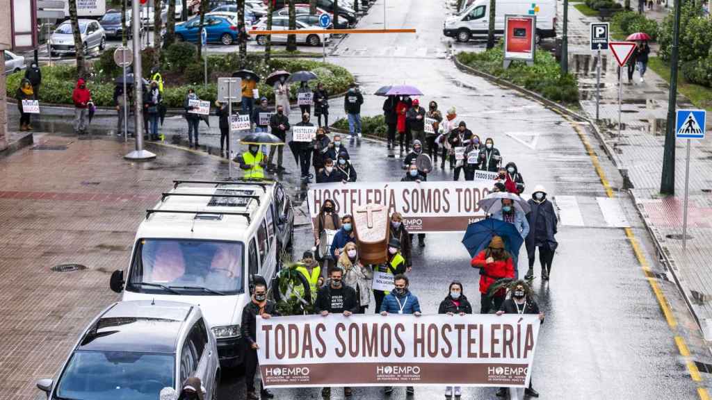 Manifestación en Pontevedra antes de la caminata a Madrid.