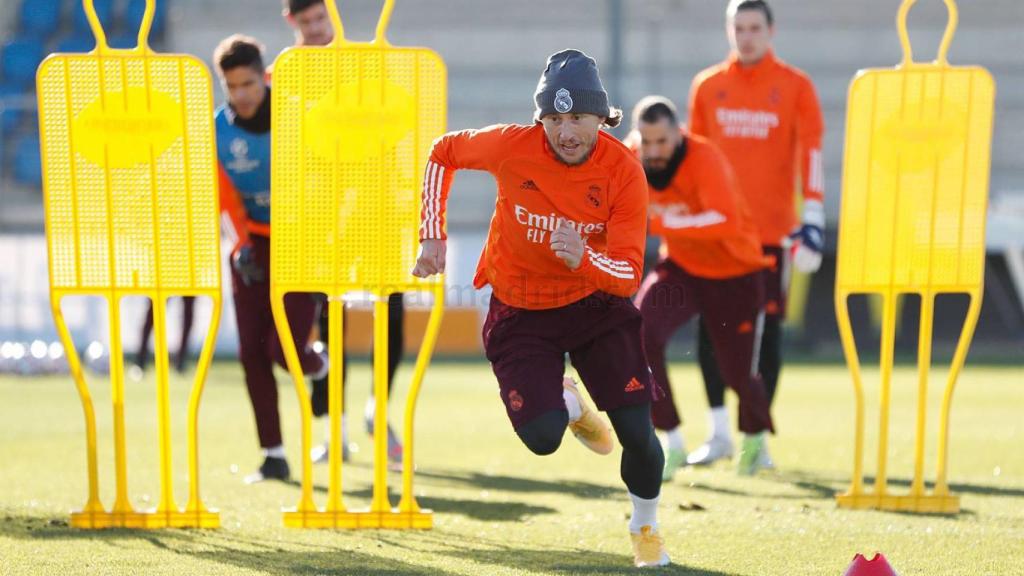 Luka Modric, durante un entrenamiento del Real Madrid