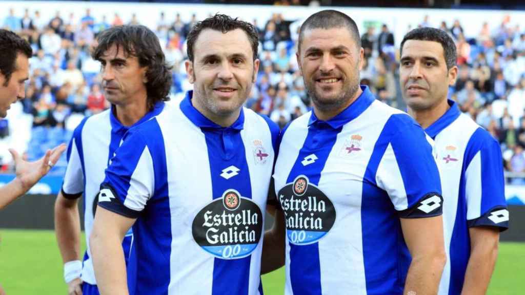 Diego Tristán, con los veteranos del Deportivo de La Coruña