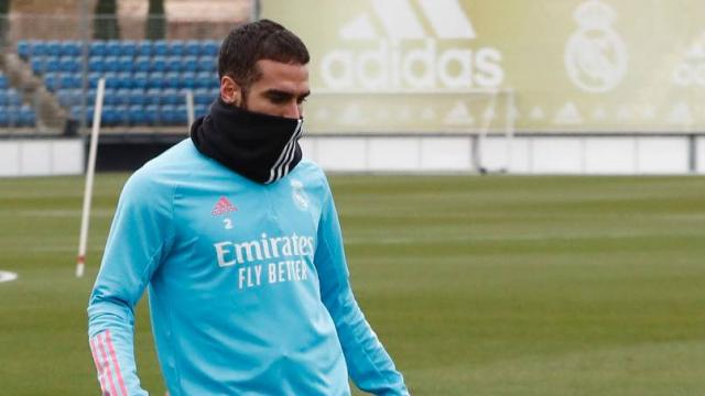 Dani Carvajal, durante un entrenamiento del Real Madrid