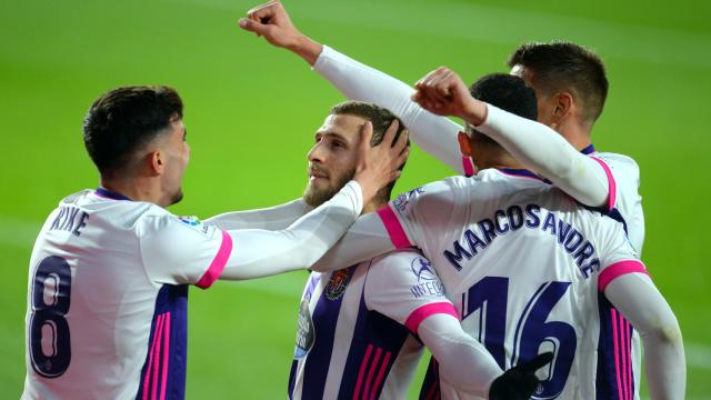 El Valladolid celebra un gol ante Osasuna