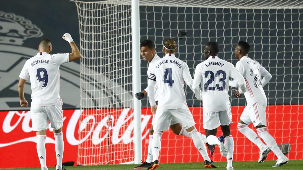 Casemiro celebra su gol al Atlético de Madrid